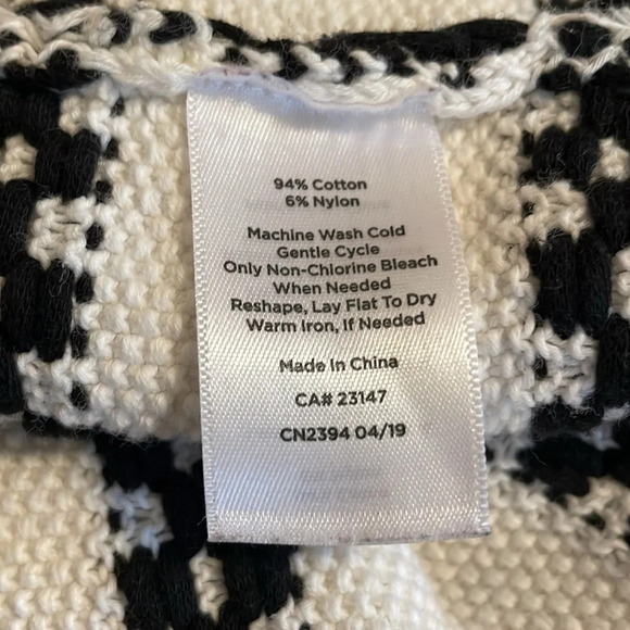 Talbots womens sweater small 4 6 cardigan black white stripe open work casual - Picture 5 of 7